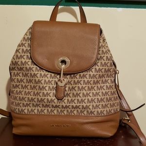 Michael Kors Signature Tan and Brown Backpack
